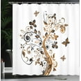 thumbnail image 3 of Ambesonne Floral Shower Curtain, Tree Swirly Branches Flowers, 69"Wx75"L, Pale Caramel, 3 of 4