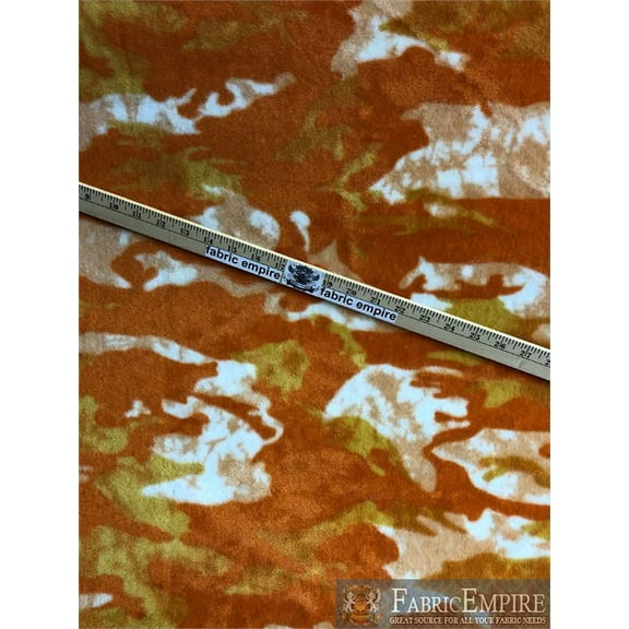 Fleece Fabric Printed ANTI PILL ORANGE WATERCOLOR CAMOUFLAGE / 58" Wide / Sold by the yard