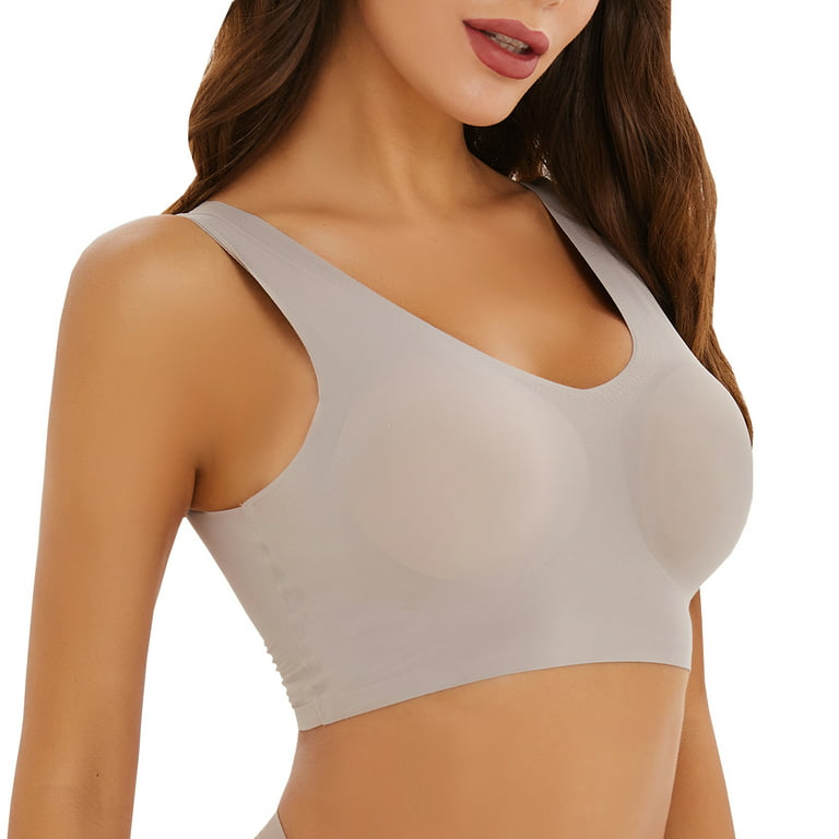 Finetoo Women's Invisible Wireless Bra Seamless Pullover Bras for Women  High Support No Show V-Neck Sporty Bralettes 