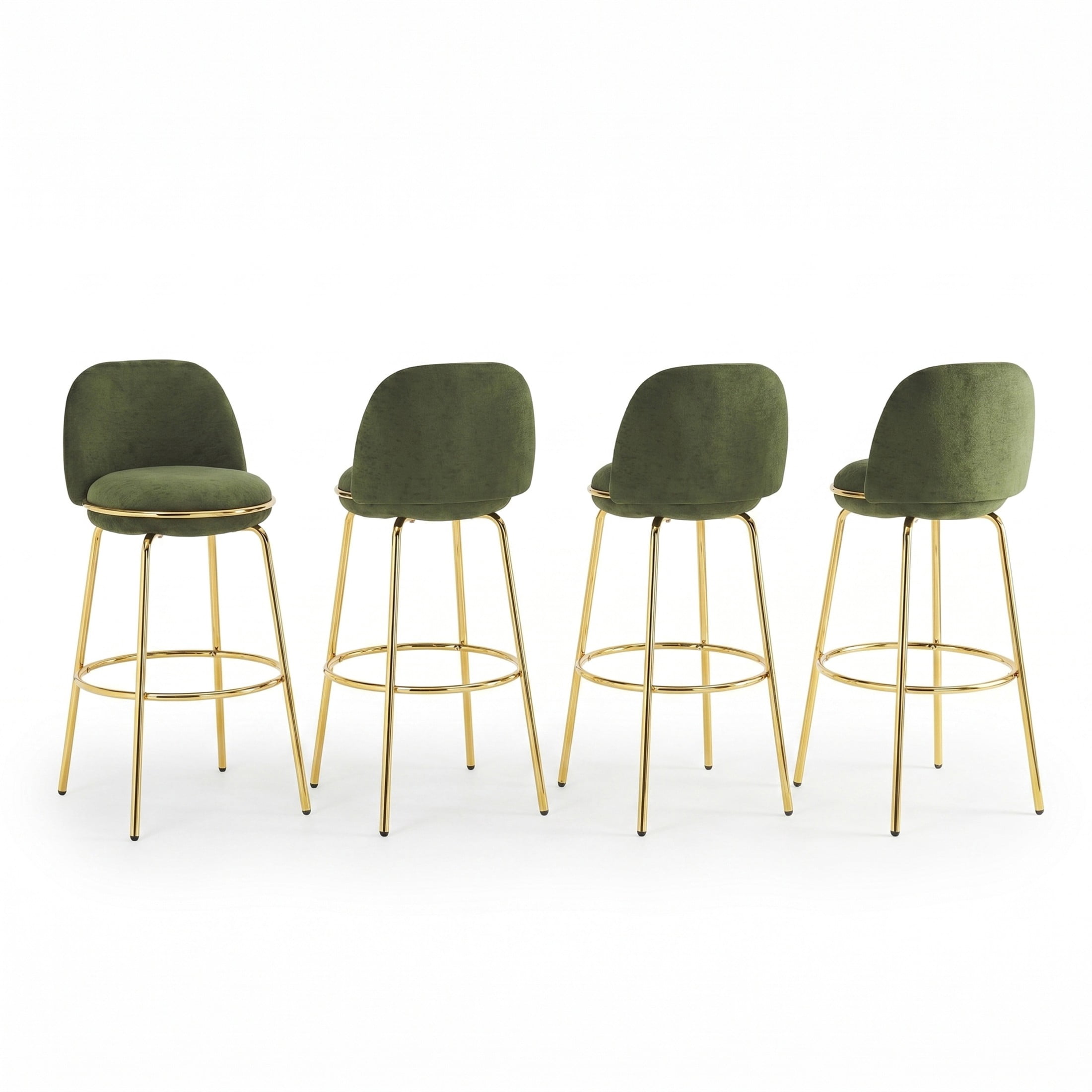 Christopher Knight Home Luxury Green Upholstered Bar Stools, Gold Metal Frames, Set of 4