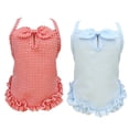thumbnail image 4 of CBFFDC Robe pour Chiot Confortable Douce Col Carré Sans Manches Imprimé à Carreaux Nœud Papillon pour Chiot, 4 of 5
