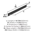 thumbnail image 5 of Amerock Ladera 18 inch (457mm) Center-to-Center Rectangle Matte Black Appliance Pull Backplate, 5 of 6