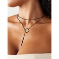 thumbnail image 3 of Silvora Black Long Necklaces for Women Dainty Drop Bar Pendant Lariat Y-Necklaces Adjustable Long Chain Trendy Jewelry Gifts for Daughter Mom Birthday Mother's Day, 3 of 7