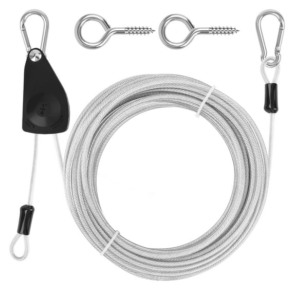 40 FT Clothes Line Outdoors, 3/16" Retractable Wire Clothes Ropes PVC Coating Laundry Clothesline with Retractor for Outdoors Camping