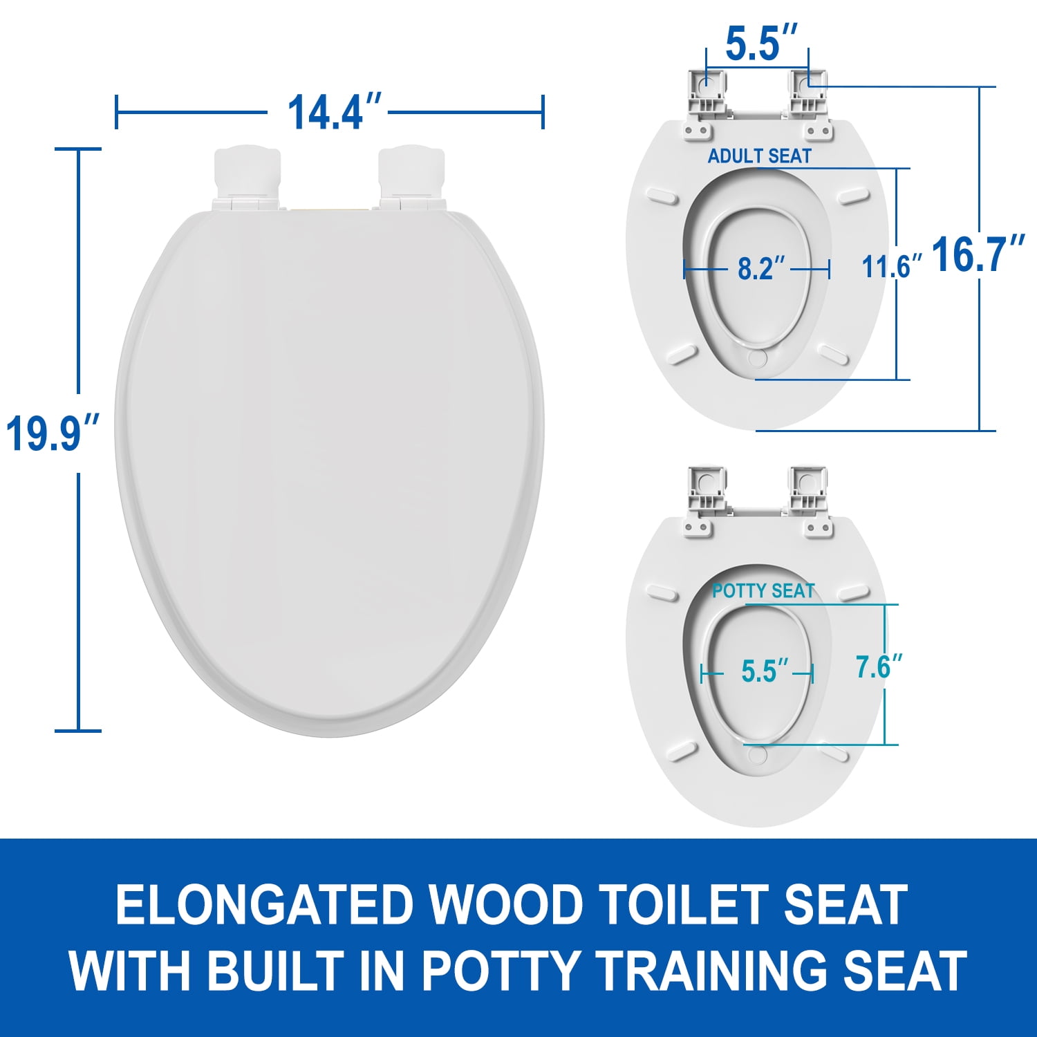 Rayport American Standard Elongated Toilet Seat with Toddler Seat, Slow Close