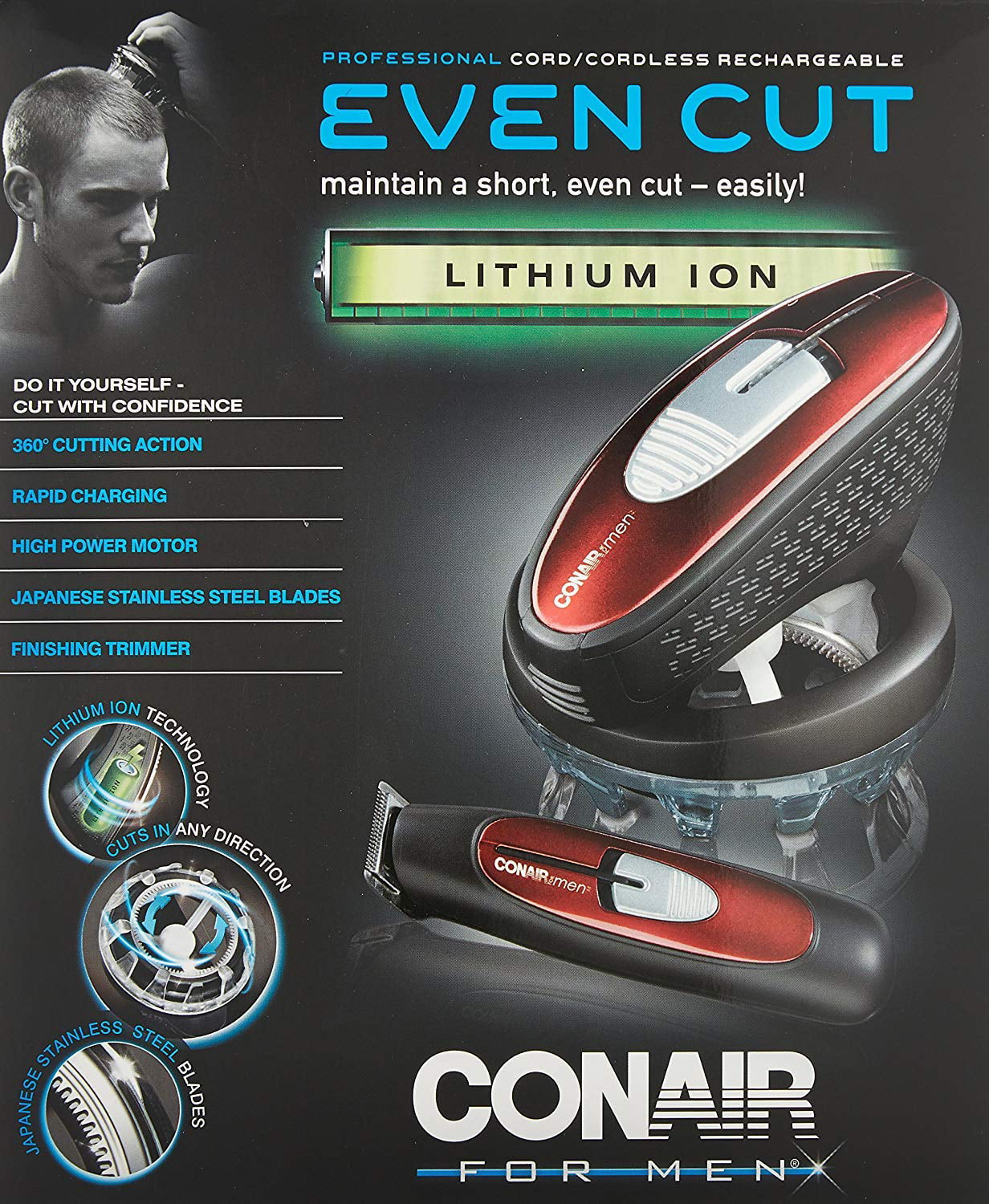 conair lithium ion even cut haircut kit