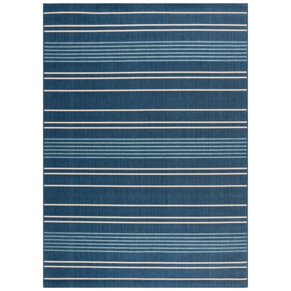 SAFAVIEH Courtyard Michael Striped Indoor/Outdoor Area Rug, Navy/Blue, 8' x 11'