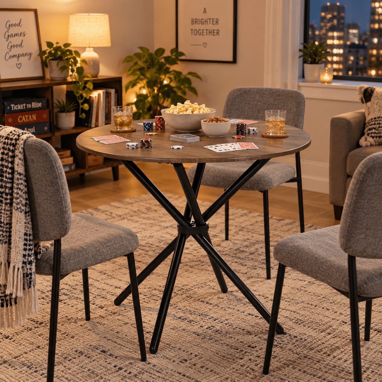 Homy Casa 31.5 in Round Dining Table for 2-4, Small Space Kitchen Table with Metal Legs, Espresso Brown