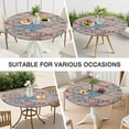 thumbnail image 7 of 【Boho Floral Print & Elastic Edge】Colorful Fitted Tablecloth Round for Kitchen Patio Picnic Buffet Party, Stretchable Table Cover Fits 52 to 56 Inch Diameter Round Tables, Machine Washable, 7 of 7