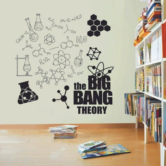 Sitcom The Big Bang Theory Show Logo Molecules Atom Symbol Leonard Wall Sticker For Home Room Bedroom House Art Decal House Fun Home Decors Stickers Wall Art Vinyl Decoration Size (10x10 inch)