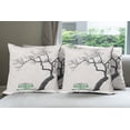 thumbnail image 6 of Ambesonne Winter Throw Pillow Cover 4 Pack, Retro Bench and Tree, 24", Charcoal Grey Sea Green, 6 of 7