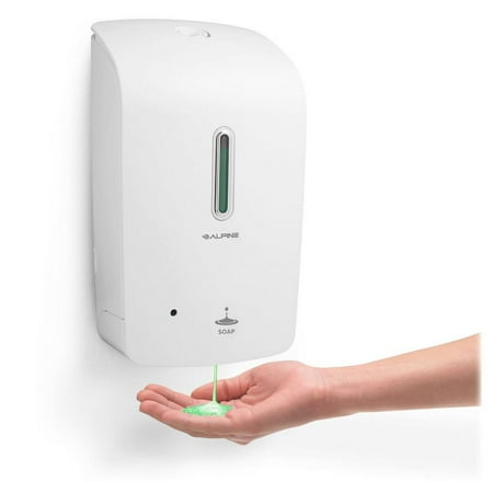 Alpine Automatic Liquid Soap Dispenser, Touchless, Universal, 33 oz., White