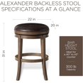 thumbnail image 3 of Maven Lane Alexander 31 Inch Tall Bar Height Rotating Backless Barstool in Walnut Finish with Marksman Saddle Vegan Leather Upholstered Seat, Set of 4, 3 of 7