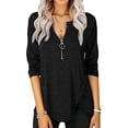 thumbnail image 3 of Top De Mujer, Camisa Informal Cómoda Con Dobladillo Asimétrico De Color Puro Para Citas ANGGREK Otros, 3 of 6