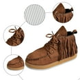 thumbnail image 6 of Fringe Ankle Boots for Women Suede Lace up Platform Winter Short Booties Casual Round Toe High Top Walking Shoes, 6 of 6
