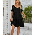 thumbnail image 3 of Women Dress V-Neck Short Sleeve T-Shirt Dress Babydoll Ruffles Casual Mini Dress, 3 of 5