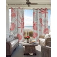 thumbnail image 6 of Red Coastal Shells Blackout Curtains for Bedroom Living Room Darkening Curtains 63 Inches Long Vintage Nautical Conch Coral Starfish Window Curtain 2 Panels Set Window Treatment Drapes 52"x63", 6 of 9