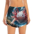 thumbnail image 2 of Balery Bubbles Axolotl Fantasy Pantalones cortos deportivos para mujer con forro y dos bolsillos, elásticos, para entrenamiento, gimnasio, yoga-Large, 2 of 7