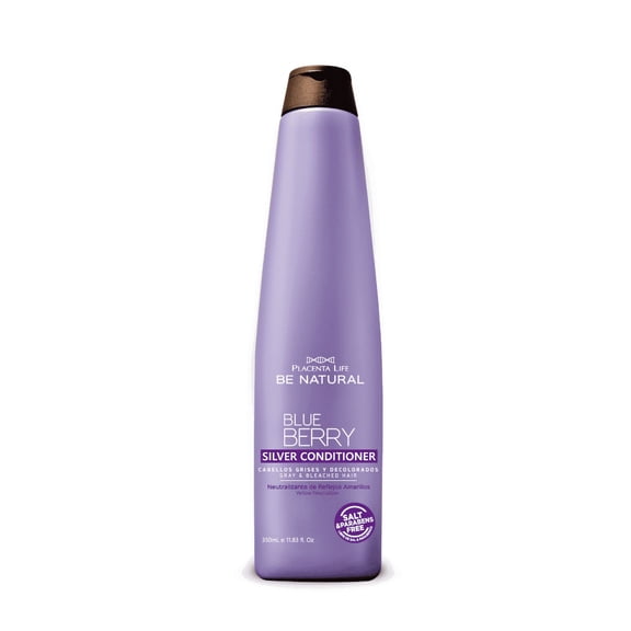 Placenta Life Silver Blueberry Conditioner for Gray & Bleached Hair. No more yellowish tones. Gray color protection. 350 ml /11.83 fl.oz.
