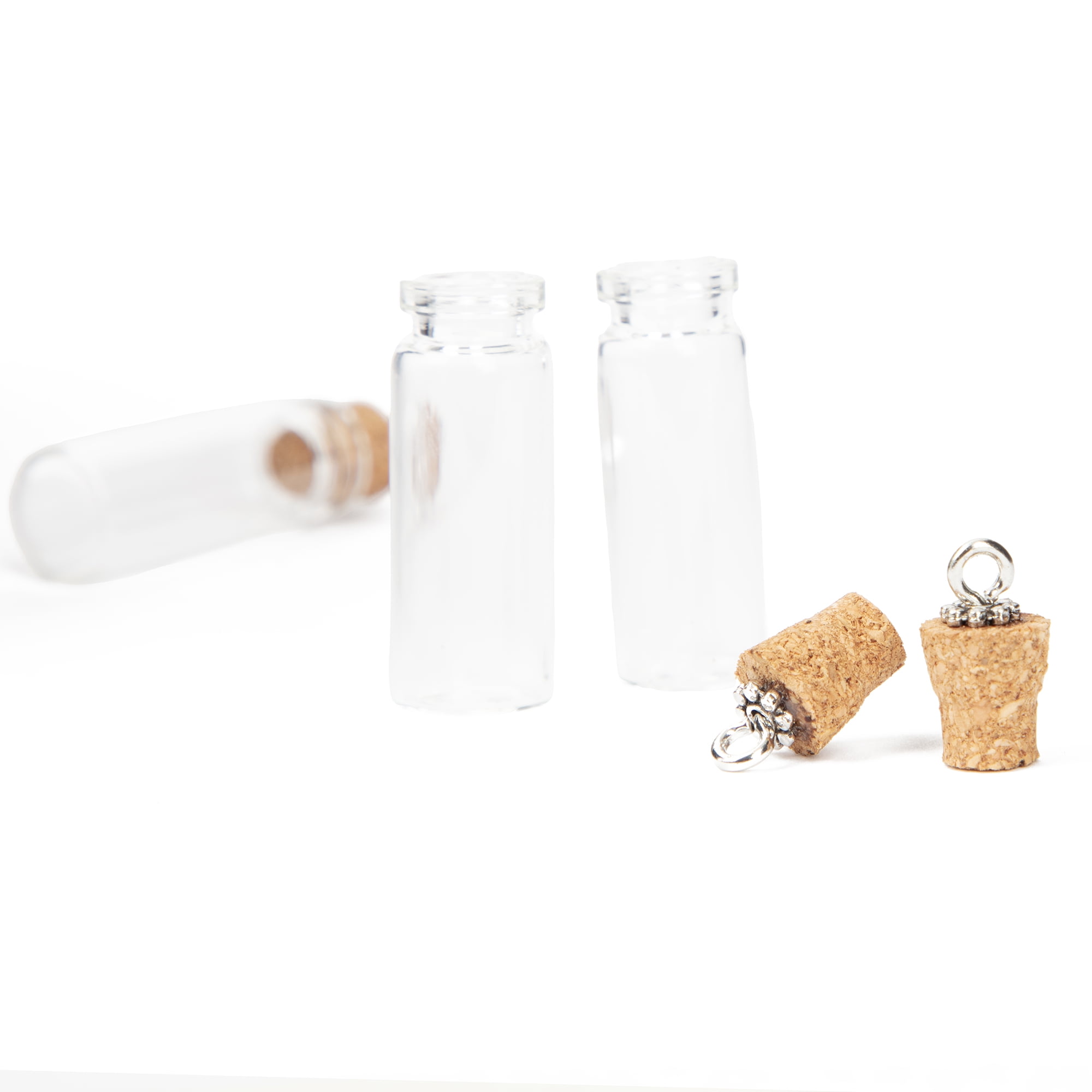 Cousin DIY Glass Bottle Charms with Cork Stoppers, 4 Pack, Unisex Craft Supplies