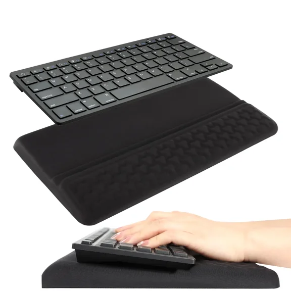 ROSYNEY Keyboard Wrist Rest - Ergonomic Wrist Rest for Computer Keyboard with Non-Slip Base, Cushioned Keyboard Stand Mat for Office and Home Desk - Black