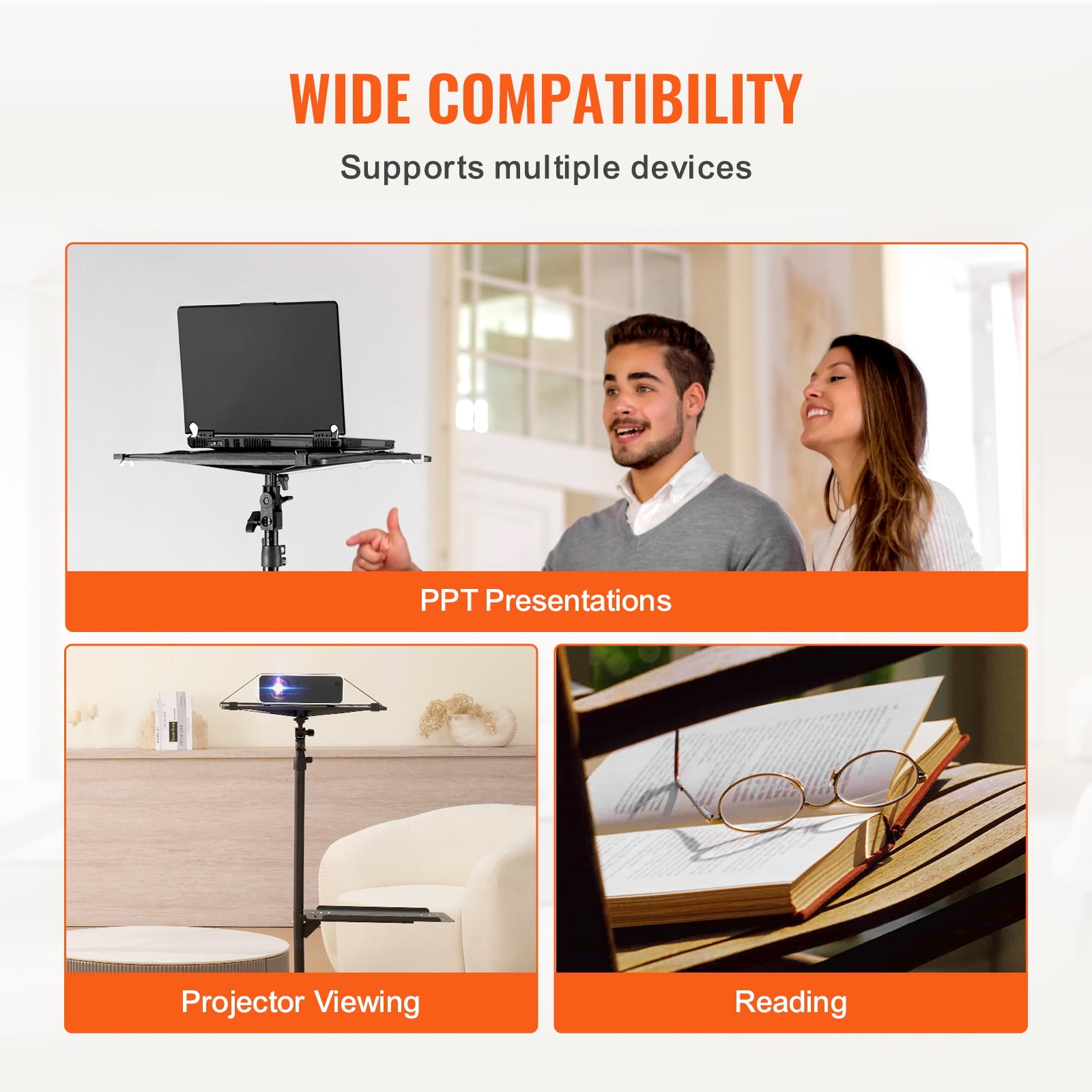 KFFKFF Mobile Projector Stand, Flexible Projector Floor Stand with Height Range of 22.8 to 57.3 inches, Projector Holder with Dual Platforms, Suitable for Outdoor Cinema, Household, Workplace