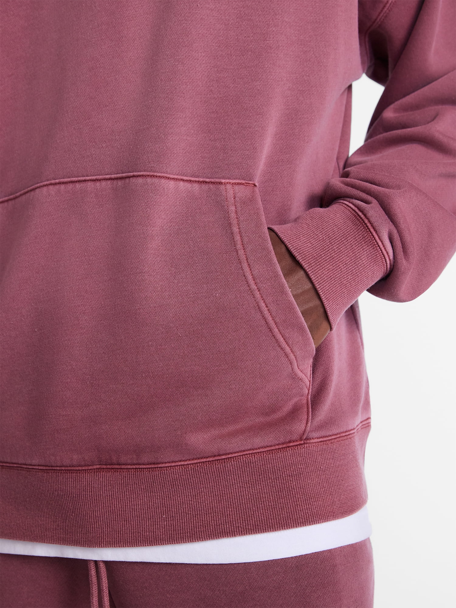 No Boundaries Boxy Fit Oversized Fleece Hoodie with Long Sleeves, Men's XS-4XLT