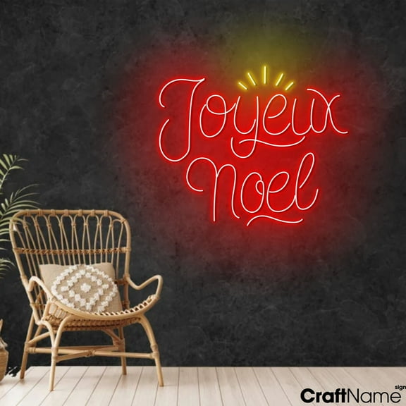 Craftnamesign Joyeux Noel Neon Light Up Sign Wall Sign For Store Xmas Christmas Decor