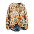 thumbnail image 2 of Halloween Yellow Womens Sweatshirts Women's Pumpkin Casual Comfort Printed Sweatshirt Going Out Tops for Women, 2 of 4