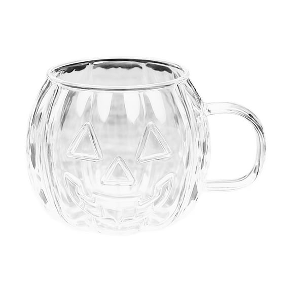 Clear Pumpkin Mugs Halloween Mugs with Handle Cute Pumpkin Coffee Mug Fall Mug Glass Pumpkins Cups Halloween Cups for Water Tea Thanksgiving Holiday Party Supplies