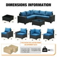 thumbnail image 3 of JOYURE 6 Pieces Patio Furniture set All-Weather Outdoor Wicker Sectional Conversation Sofa Rattan patio seating sofa with cushion and Glass Table and Ottoman for Porch Poolside,Peacock, 3 of 8
