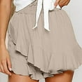 thumbnail image 4 of JINMGG Shorts for Women Clearance $5 Fashion Women Shorts Summer Casual Loose Solid High Waist Ruffles Short Beige XXL, 4 of 9