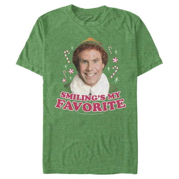 Men's Elf Buddy I Like to Smile Red  Graphic Tee Kelly Heather X Large