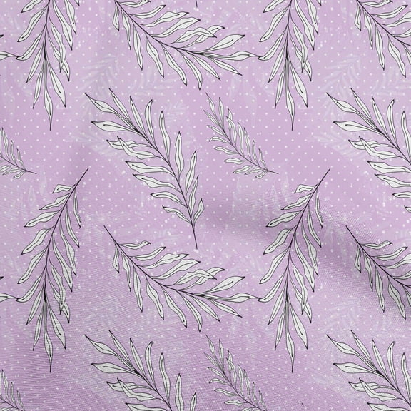 oneOone Georgette Viscose Amethyst Fabric Tropical Leaf With Dot Dress Material Fabric Print Fabric By The Yard 42 Inch Wide