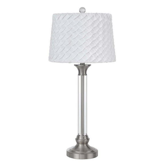 32" Nickel Metal Table Lamp With White Empire Shade
