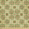 thumbnail image 2 of Vintage Upholstery Fabric by the Yard, Art Deco Inspired Spiral Vortex Pattern with Repeating Curls and Flowers Print, Decorative Fabric for DIY and Home Accents, Tan and Caramel by Ambesonne, 2 of 5