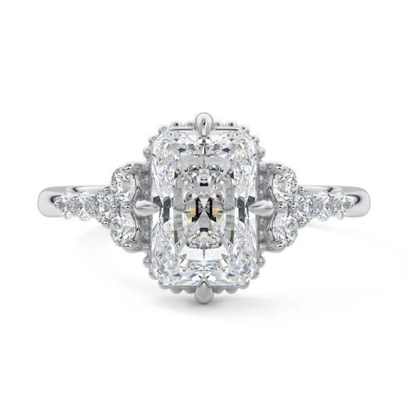 Bow Jewel Radiant Cut 1.7 Ct Lab Grown Diamond Wedding Ring - 14K White Gold Plated Engagement Ring - Women's Wedding Anniversary Gift - Anniversary Jewelry on Clearance