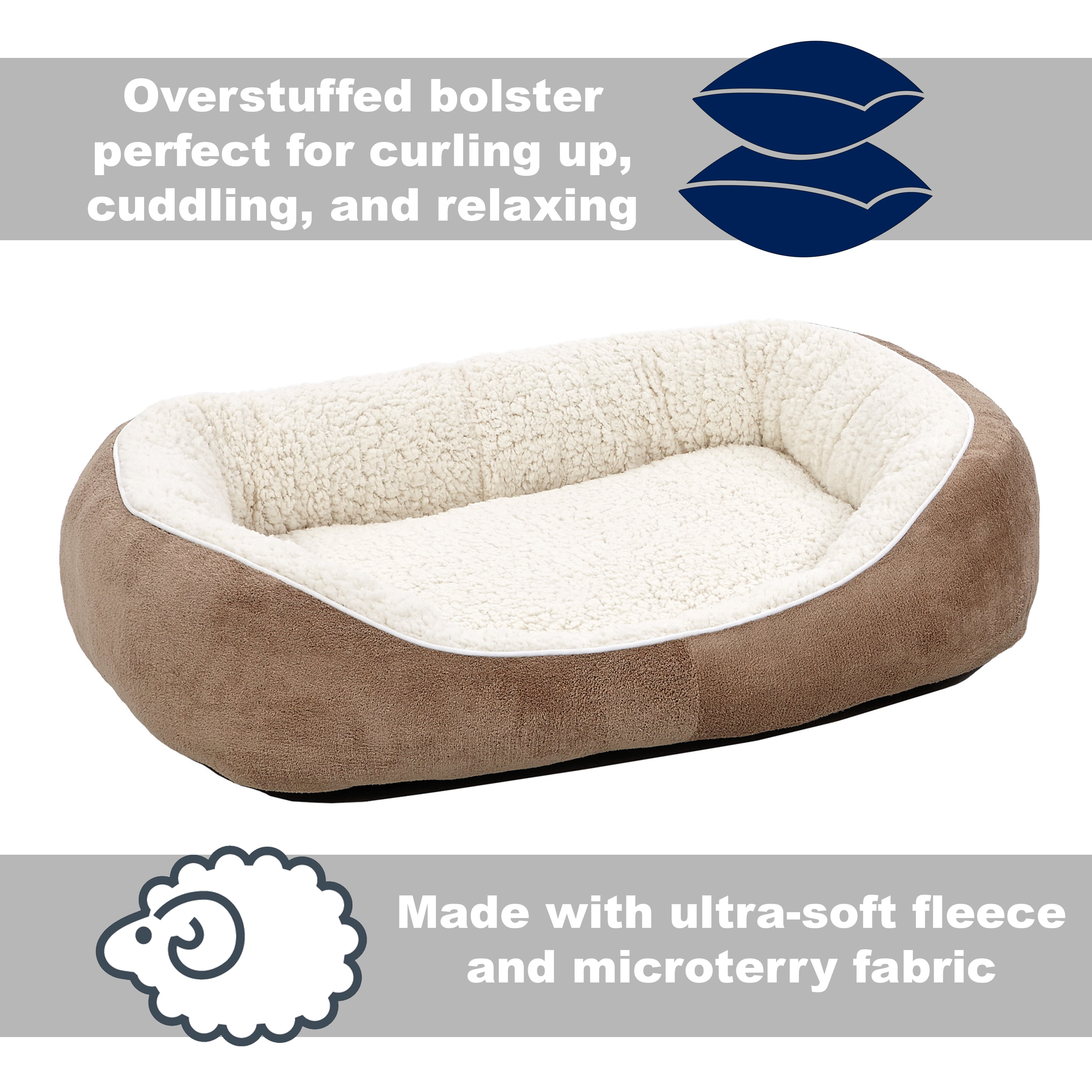 Quiet Time Cuddle Large Dog Bed Extra Thick Cushioned, Brown