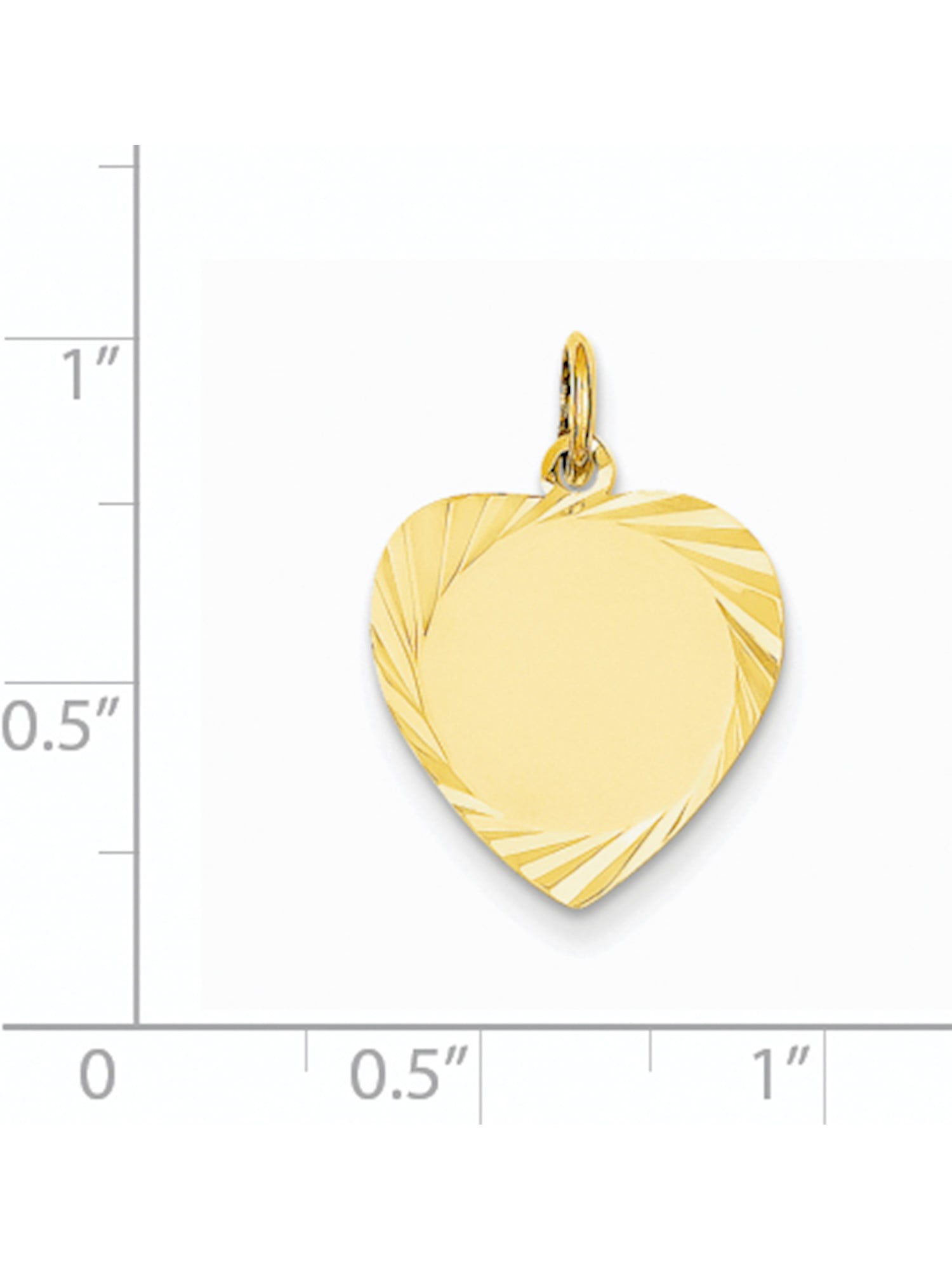 10k Yellow Gold .018 Gauge Polished Engravable Heart Disc Charm Pendant 