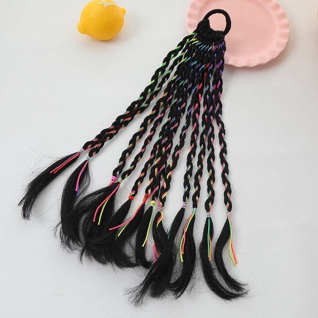 Zhuge Extensiones de cabello trenzado para postizos trenzados con bandas de goma Extensiones de cola de caballo trenzada larga Lazos para accesorios para el cabello de cosplay - B07
