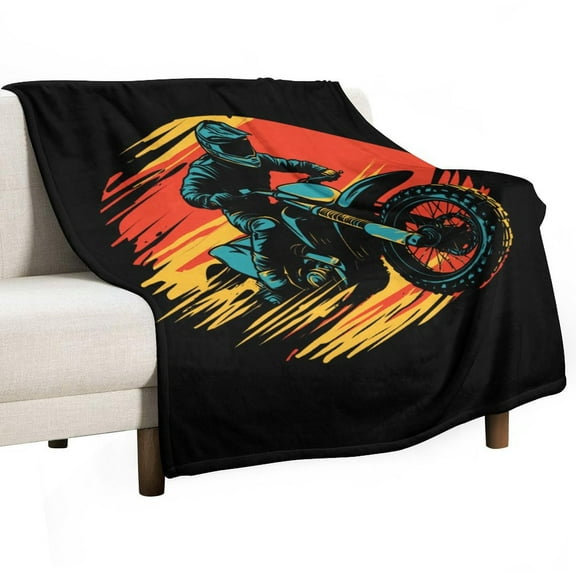 Dirt Bike Off-Road Mountain Motorcycle Race Super Soft Blanket Christmas Throw Blanket Flannel Microfiber Blankets for Couch Bed Sofa Fluffy and Warm 30"x40"