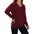 thumbnail image 5 of OutfitShow Womens Long Sleeve Sweatshirt Casual Fall V Neck Pullover Tops with Pockets,Sizes S-3XL, 5 of 8