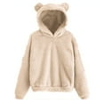 thumbnail image 2 of Resicozy Women's Cute Bear Ears Hoodies Fashion Soft Solid Pullover Hooded Sweatshirt Long Sleeve Sweater Beige 2XL, 2 of 5