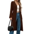 thumbnail image 6 of Bell Sleeve Women Solid V Neck Casual Long Button Down Knit Cardigan, 6 of 8