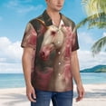 thumbnail image 3 of Balery Haired White Horse Camisas hawaianas de manga corta para hombre, camisas playeras de corte holgado, camisas de vacaciones con botones,XX-Large, 3 of 7