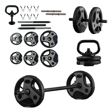 US Weight 43 LB Adjustable Weight Set with Barbell, Dumbbells, and Kettlebell for Home Workouts