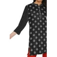 thumbnail image 4 of Moomaya Printed Indian Short Kurti Dress Poly Crepe Tunic Close Collar Mini Dress, 4 of 5
