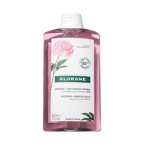 Klorane Shampooing à la Pivoine, Soulagement Apaisant pour les Démangeaisons Sèches du Cuir Chevelu Sensible, pH Équilibré, Fournit le Confort du Cuir Chevelu, 13,5 fl. oz.