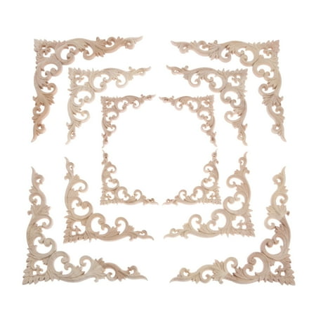 

4/1 pc Oak Furniture Applique Corner Onlay 10/15/20cm Unpainted Hand-Carved Home Decals for Door Wall Furniture Frame Decor