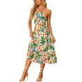thumbnail image 2 of MODA NOVA Juniors Tropical Summer Floral Sundress Cutout Waist Midi Dress, 2 of 6